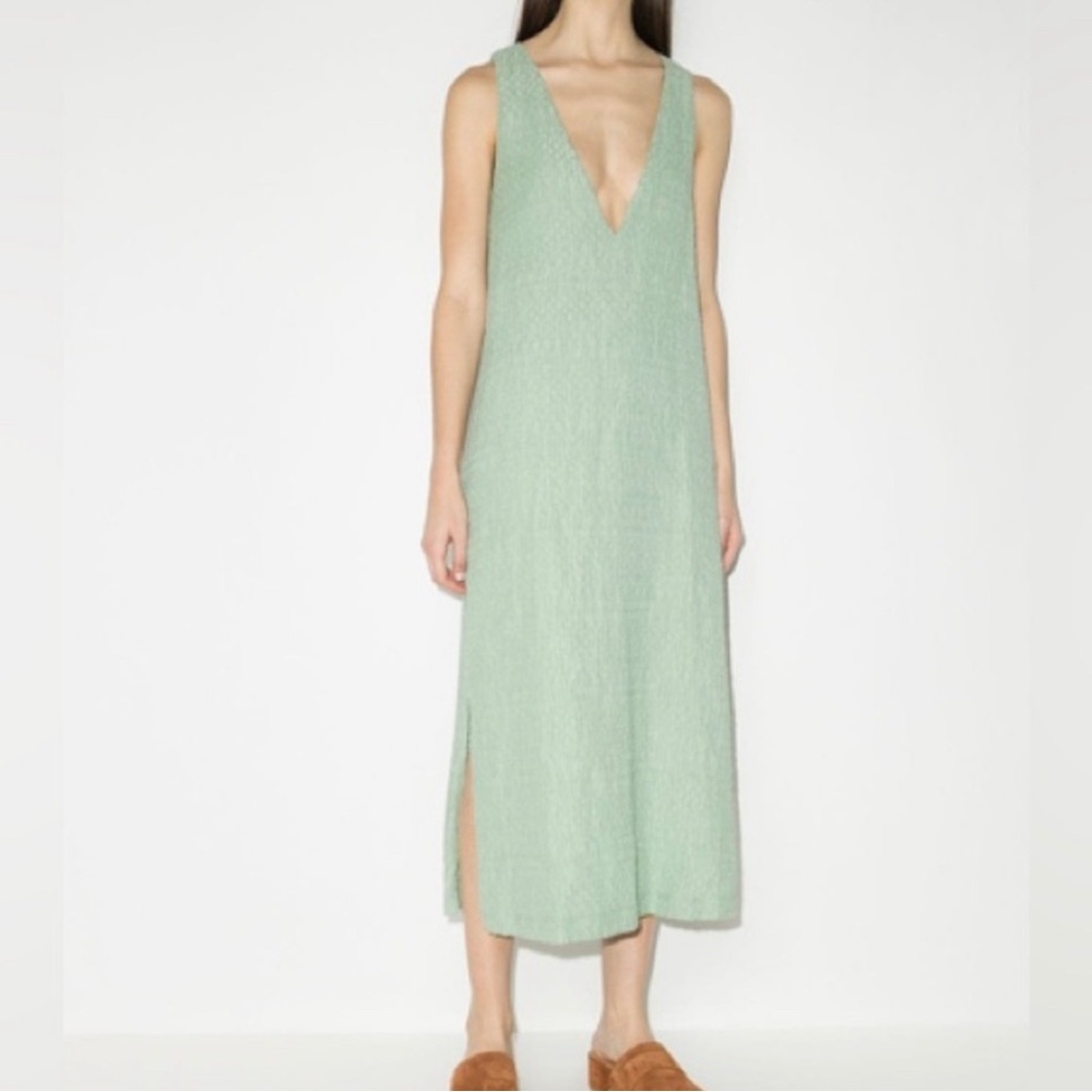 Elleme Paris Aline Embroidered Maxi MIDI Dress Linen